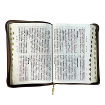 (灰咖金)大字皮面雙拼拉鍊索引_8系列聖經和合本