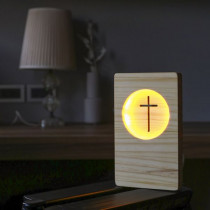十字架木紋夜燈C款-淺色/插電