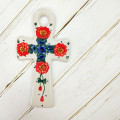 波蘭陶手工藝十字架-紅花藍藤